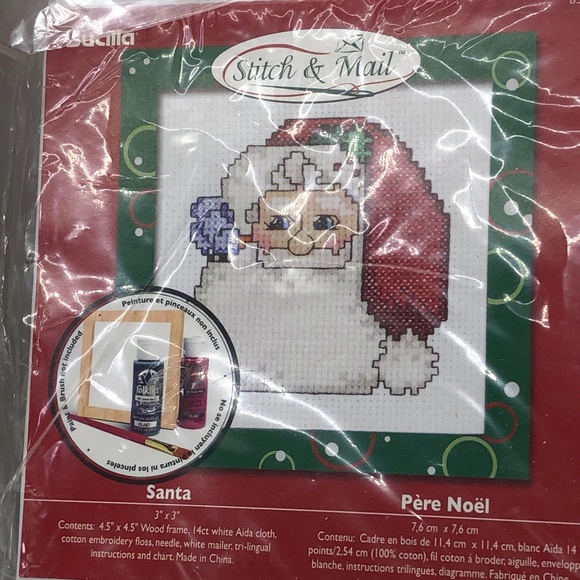 Bucilla “Stitch & Mail” Santa + Current 3 Bells Counted Cross-Stitch Ornaments - Picture 5 of 11